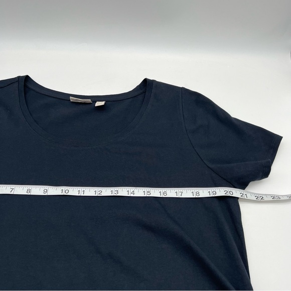 LOGO by Lori Goldstein Scoop Neck SS Pullover Dress Eyelet Ruffle Black Large - Picture 5 of 7